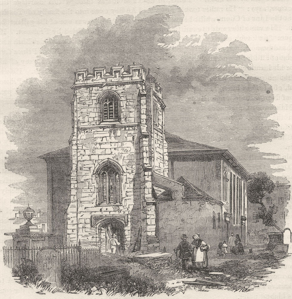 STAFFORDSHIRE. The Old Church, Burslem 1850 antique vintage print picture